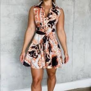 Cbr Dresses | Nwt Cbr Sleeveless Button-Up Dress | Color: Orange/White